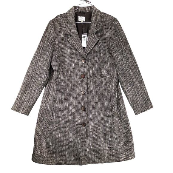 Old Navy Jackets & Blazers - NWT Old Navy Women's XXL Brown Tweed Trench Coat, Wool Blend, Preppy Academia